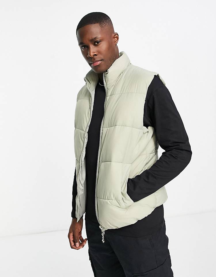 Pull&Bear puffer vest in light green